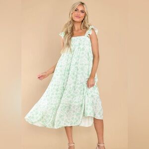 MABLE Green Floral Print Midi Dress